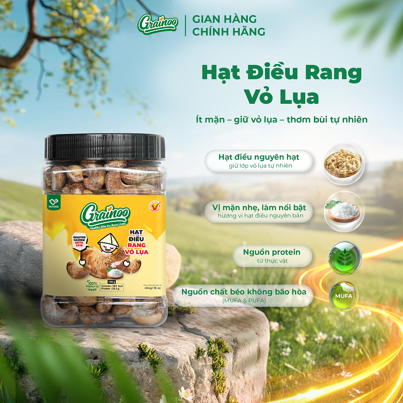 Hạt điều rang vỏ lụa 400g